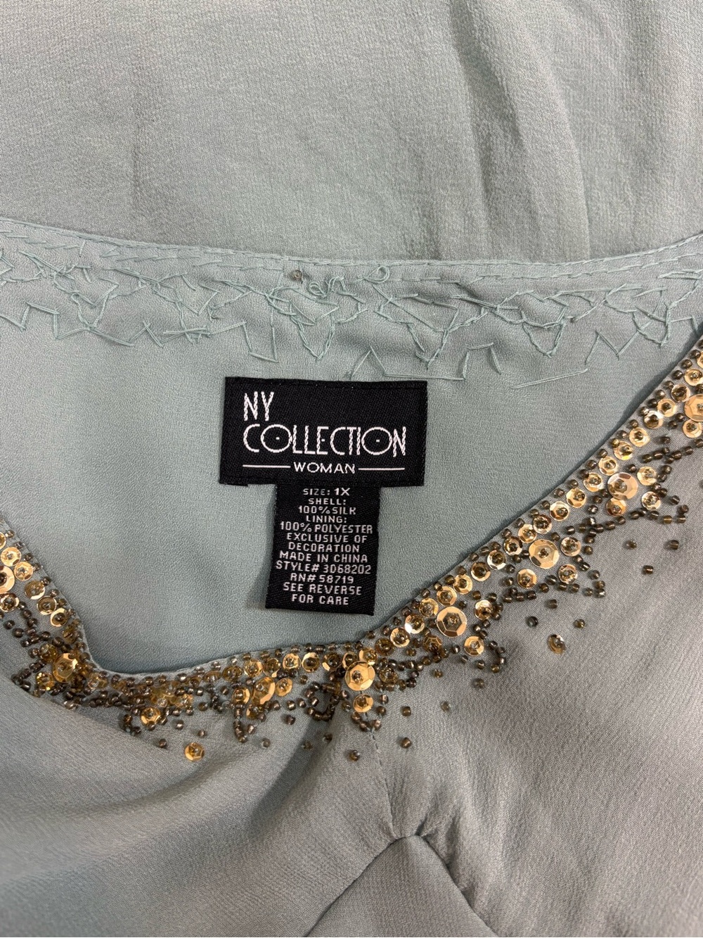 ✨Vintage Y2K Bohemian Silk Seafoam Beaded Fairy Blouse✨ - Picture 7 of 7